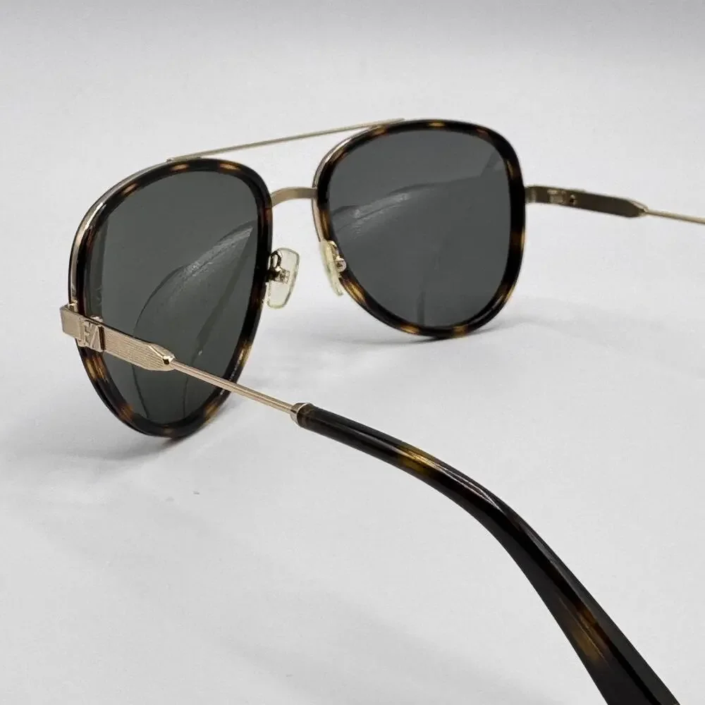 Ermenegildo Zegna Sunglasses EZ0008 28N Mens Tortoise Aviator Green Lens 58mm